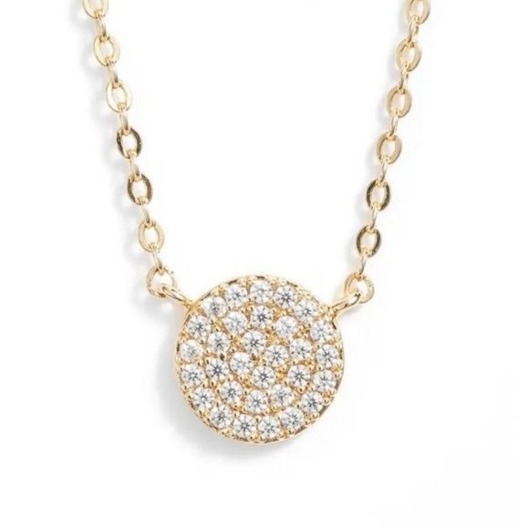 Nordstrom Pavé Disc Pendant Necklace - Gold | 18k gold plated pendant circle - Picture 1 of 5